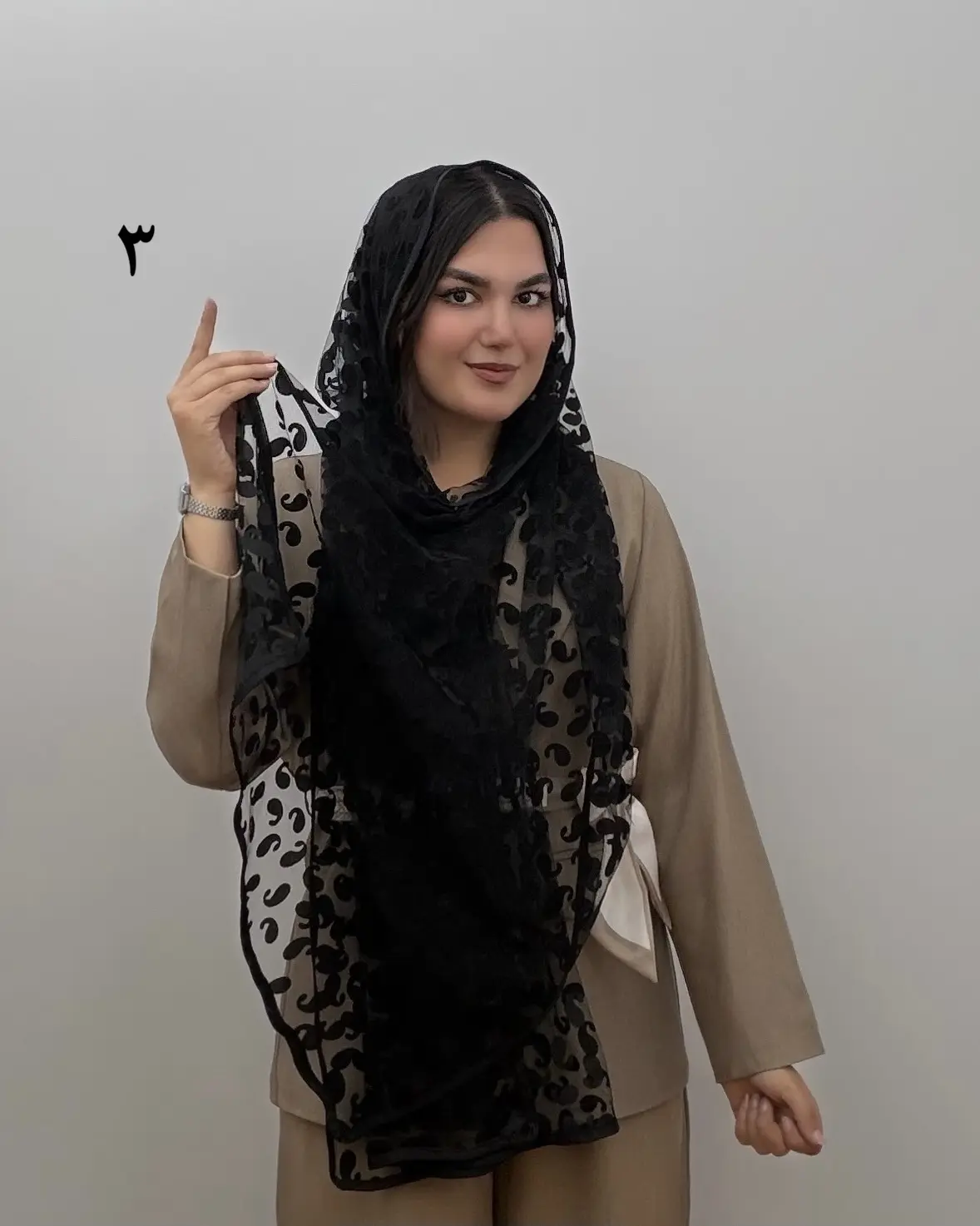 شال توری مشکی مجلسی